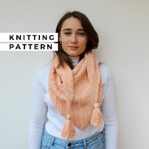 Triangular Scarf with Tassels Pattern, Easy Knitting Pattern