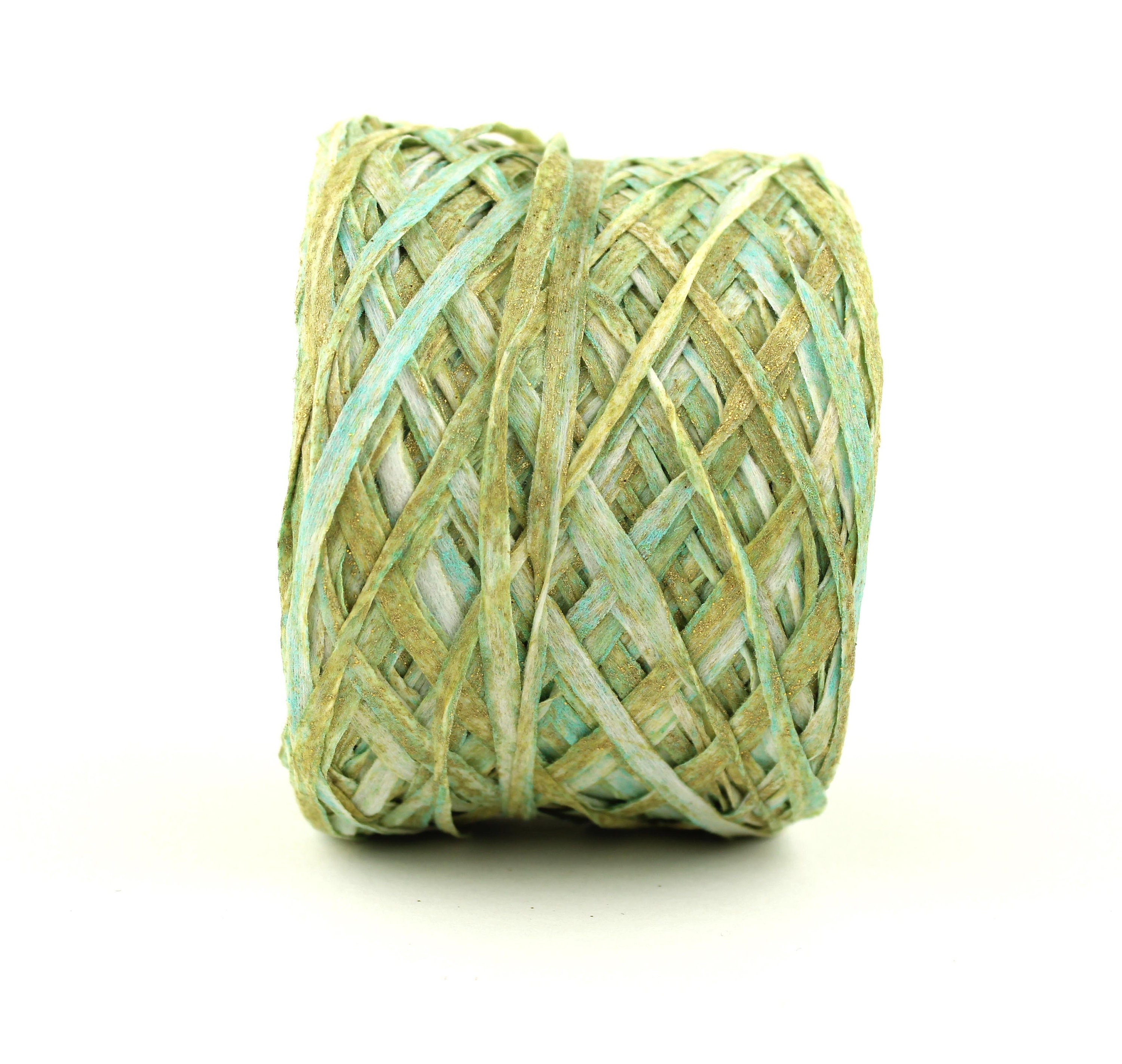 Gold and Green Paper Yarn Hand Painted Natural Raffia Soft Etsy UK