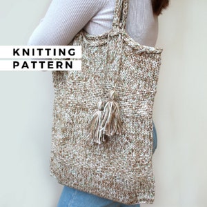 Shopping Bag Knitting Pettern, Bag with Tessels, Easy Knit Pattern