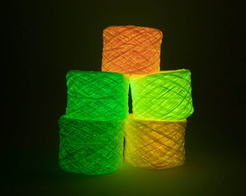 Orange Glow in the Dark Yarn, Phosporescent Yarn, Soft Raffia image 4