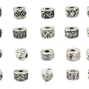  DALARAN Stopper Charms Sterling Silver Rubber Spacer Charms  Stoppers Bead for Bracelets Necklaces 2PCS: Clothing, Shoes & Jewelry