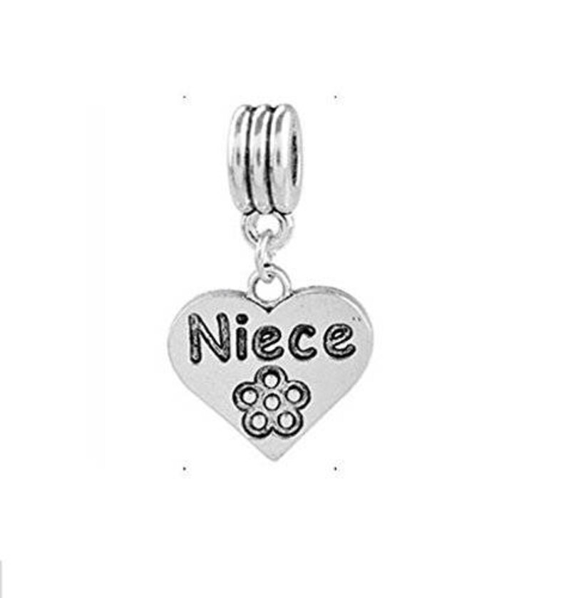 Buckets of Beads Niece Heart Dangle Charm Fits Most Major Charm Bracelets For Women Girls image 1