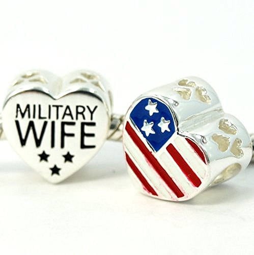Buckets of Beads USA Flag Military Wife Charm Beads Fits Most Major C…
