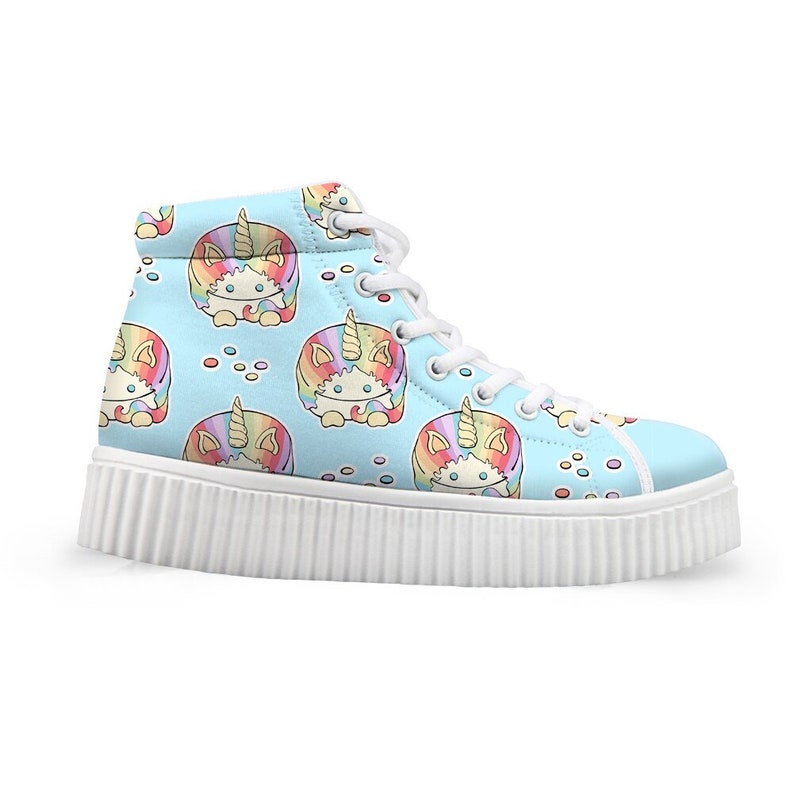 fairy kei harajuku jfashion decora woman pastel fahion Cute kawaii sneakersshoes with unicorn cake pattern girls shoes