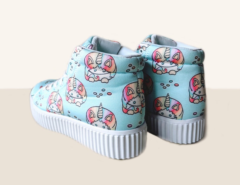 fairy kei harajuku jfashion decora woman pastel fahion Cute kawaii sneakersshoes with unicorn cake pattern girls shoes