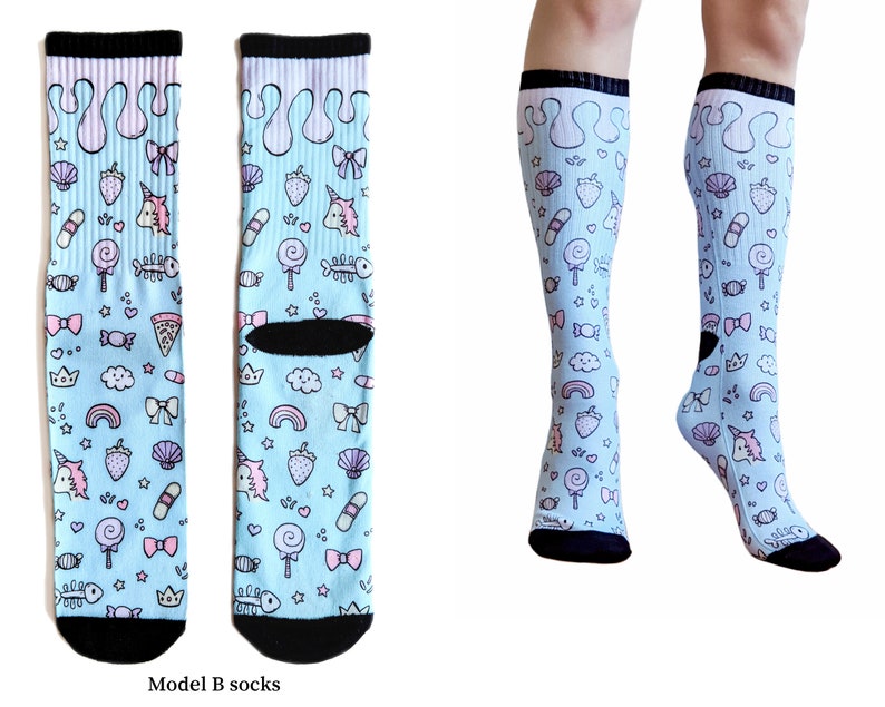 Kawaii socks Yume Kawaii Pastel goth pastel kei kids Etsy