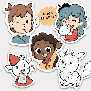 Hilda sticker pack, David, Alfur, Frida, Twig, Kaisa, cartoon, stickers, stickerset, set