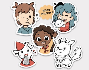 Hilda sticker set, sticker pack, stickers, stickerset, Twig, Alfur, David, Frida, Kaisa, cartoon, animation