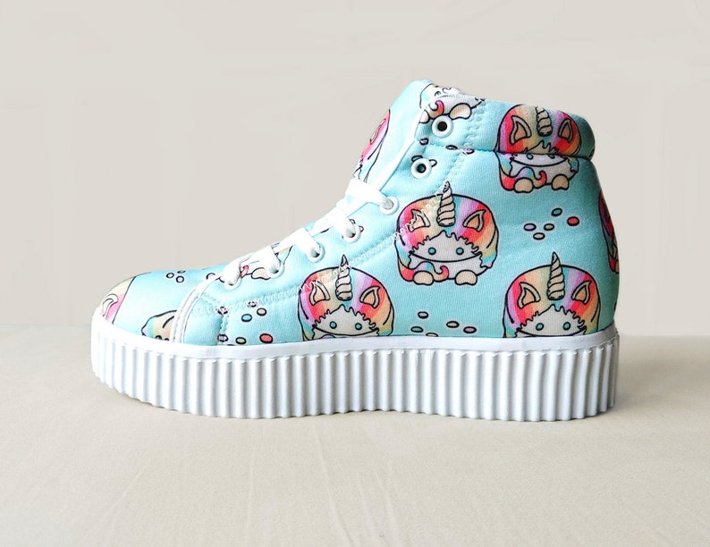 fairy kei harajuku jfashion decora woman pastel fahion Cute kawaii sneakersshoes with unicorn cake pattern girls shoes