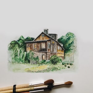 Custom House Portrait, Hand Painted Watercolor House Portrait, Original Watercolor Painting, Watercolor house, House/Venue Illustration image 3