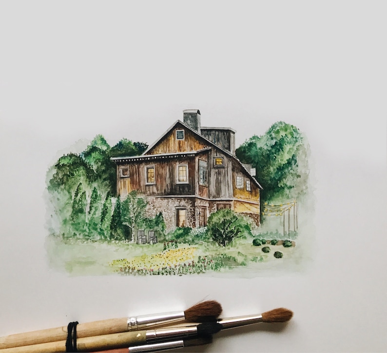 Custom House Portrait, Hand Painted Watercolor House Portrait, Original Watercolor Painting, Watercolor house, House/Venue Illustration image 3