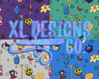 Magical Villains Icons Seamless File Pattern
