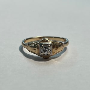 Vintage 14K Yellow Gold Old European Cut Diamond Ring