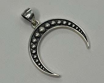 Vintage Sterling Silver Crescent Moon Pendant