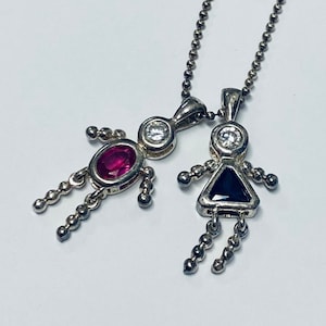 Vintage Sterling Silver Mother&#39;s Child Birthstone Necklace
