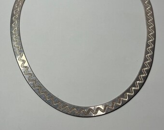 Vintage Milor Sterling Silver Flat Reversible Herringbone Chain