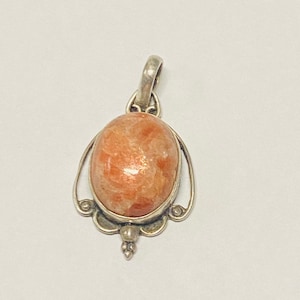 Vintage Unique Sterling Silver Rhodochrosite Stone Pendant