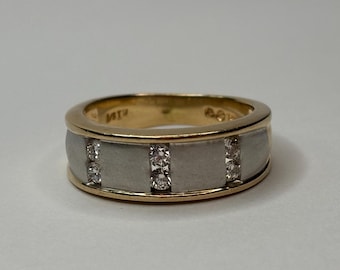 Vintage 14K Two Tone Gold 1/3 Carats Diamond Band