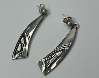 Vintage Sterling Silver Ancient Greek Dangle Earrings