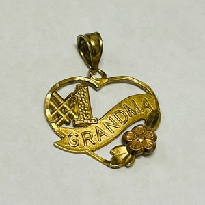 Vintage Oroamerica 14K Yellow & Rose Gold #1 Grandma Heart Pendant