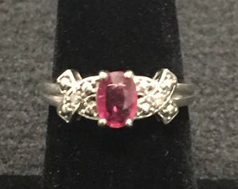14k White Gold .75 Carat Ruby Ring Size 7 1/4