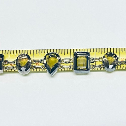 Vintage Large Sterling Silver shops Smoky Quartz Toggle Bracelet