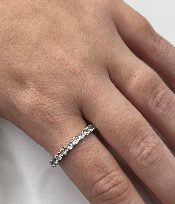Sterling Silver Round Cut Cubic Zirconia Band - image 8