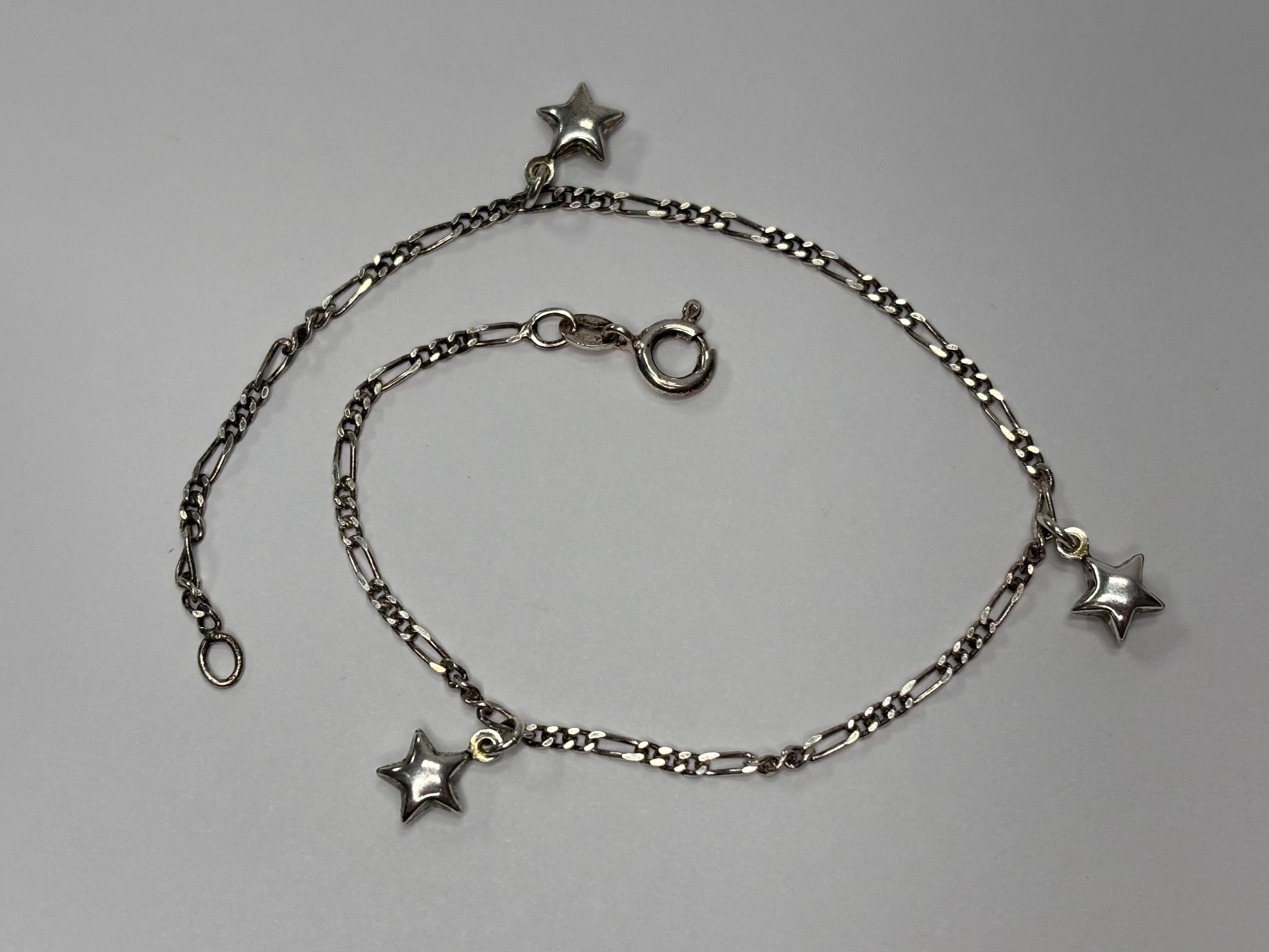 Vintage Sterling Silver Star Theme Anklet