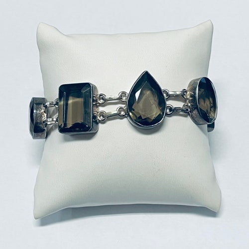Vintage Large Sterling Silver shops Smoky Quartz Toggle Bracelet