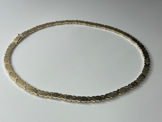 Vintage Milros 14K Two Tone Gold XOXO Link Necklace Etsy