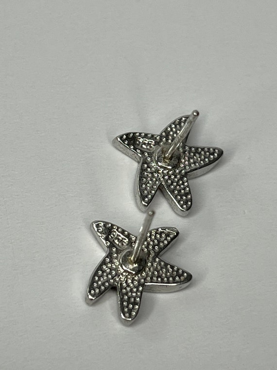 Sterling Silver Blue Opal Starfish Stud Earrings - image 6