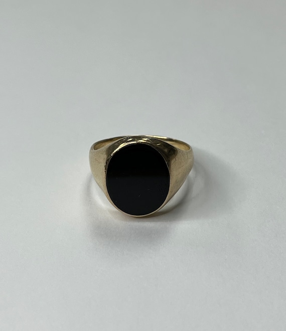 Vintage 14K Yellow Gold Oval Onyx Signet Ring - image 2