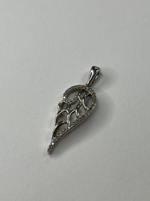 Sterling Silver Diamond Angel Wing Pendant