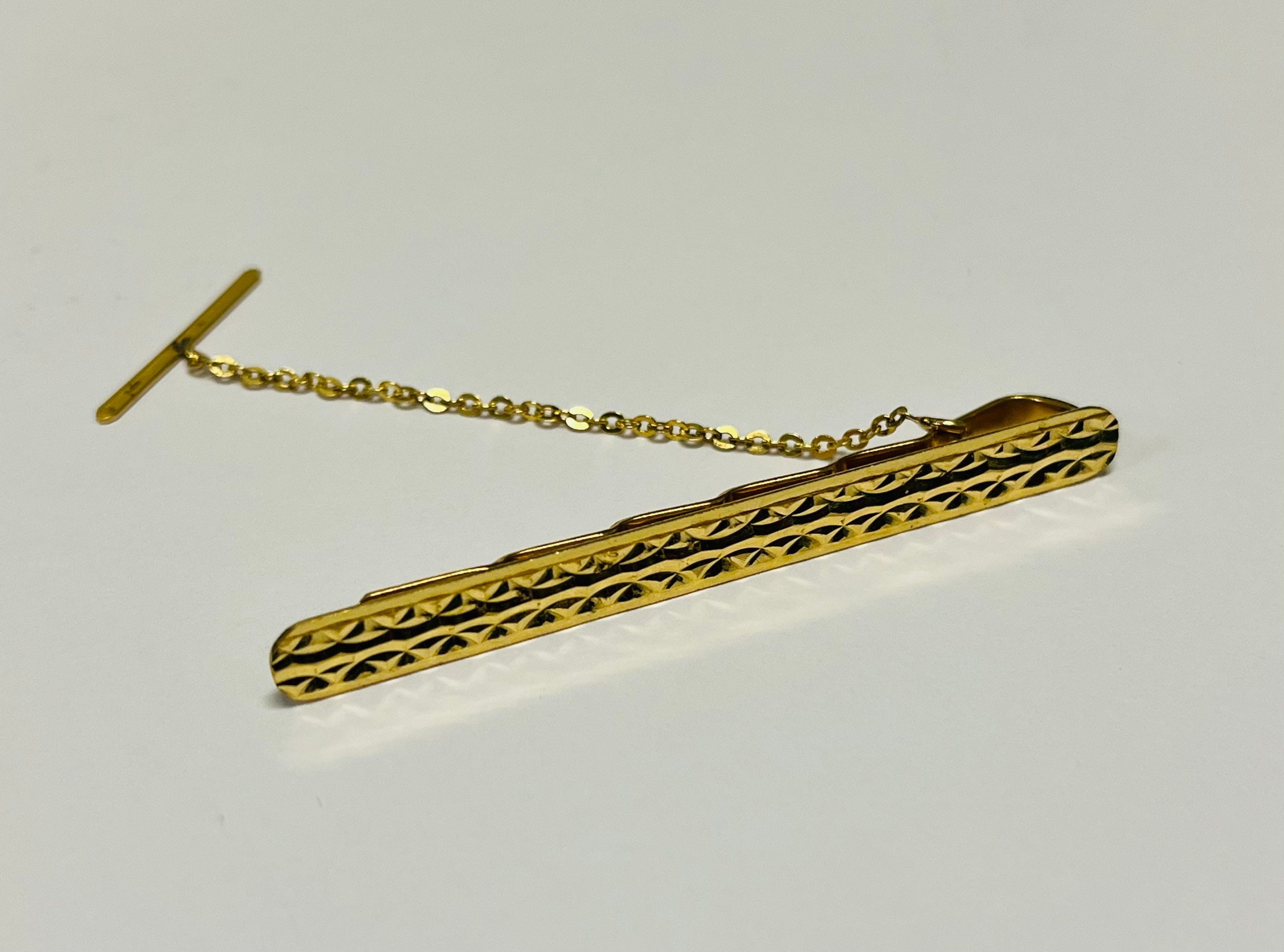 Authentic! Rare Hermes 18K Yellow Gold Vintage Tie Bar Clip