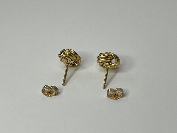 Vintage 14K Yellow Gold Love Knot Stud Earrings - image 7