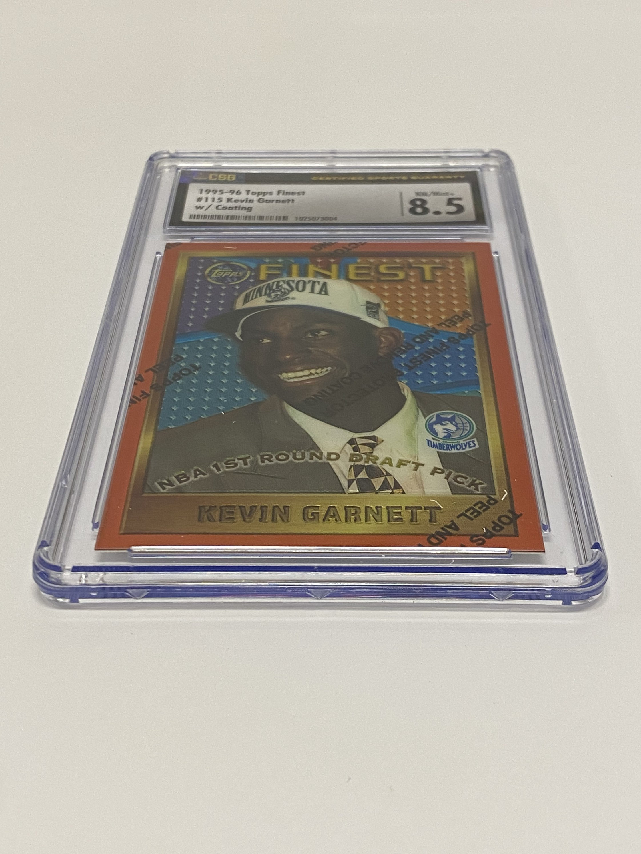 Kevin Garnett 1995-96 Topps Finest 115 W/ Coating CSG 8.5 Near 