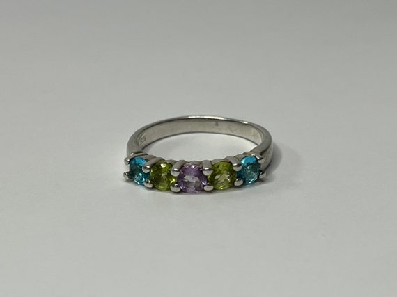 Vintage Sterling Silver Multi Gemstone Multi Ston… - image 1