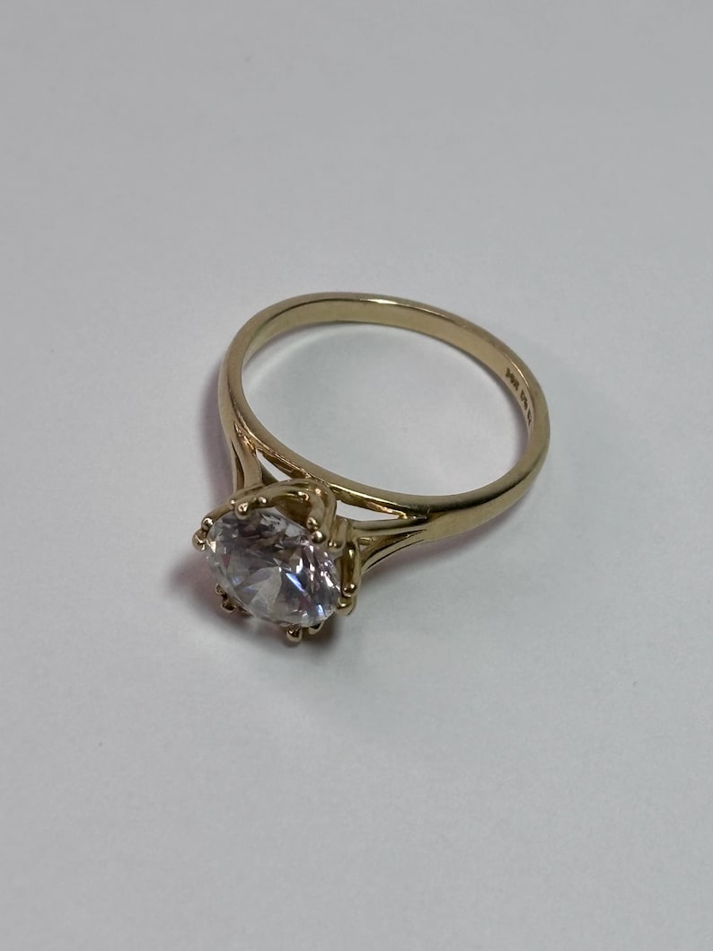 Diamonique 14K Yellow Gold Round Cut Cubic Zirconia Ring - Etsy