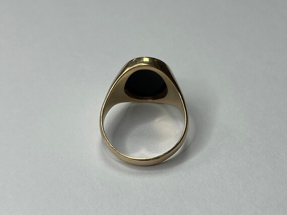 Vintage 14K Yellow Gold Oval Onyx Signet Ring - image 6