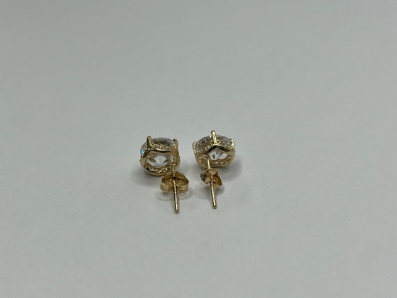 14K Yellow Gold Round Cut Cubic Zirconia Stud Ear… - image 8