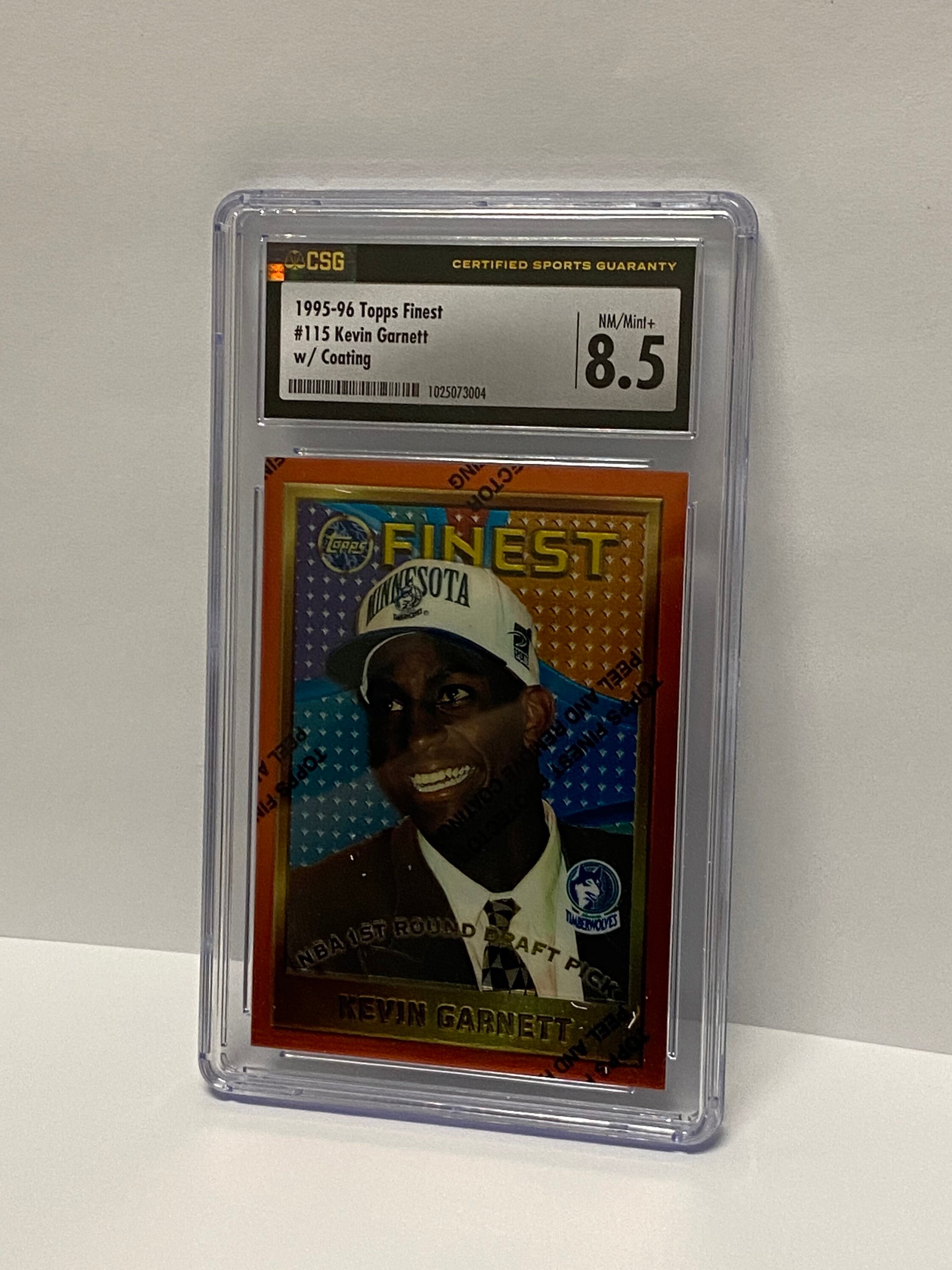 Kevin Garnett 1995-96 Topps Finest 115 W/ Coating CSG 8.5 Near 