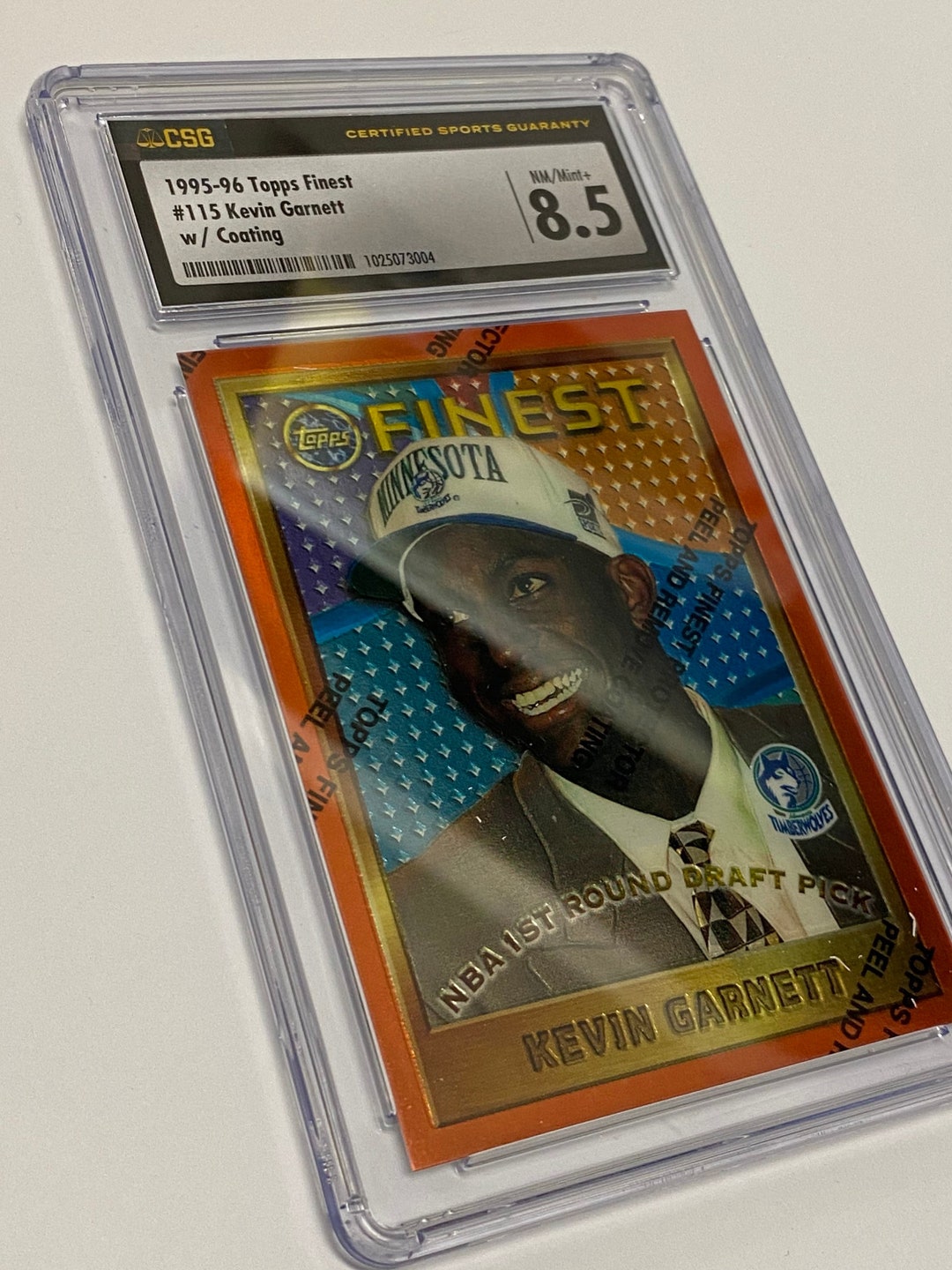 Kevin Garnett 1995-96 Topps Finest 115 W/ Coating CSG 8.5 Near
