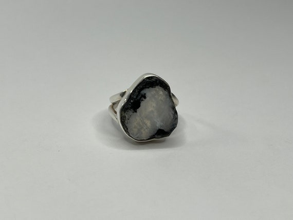 Antique Sterling Silver Rainbow Moonstone with Bl… - image 4