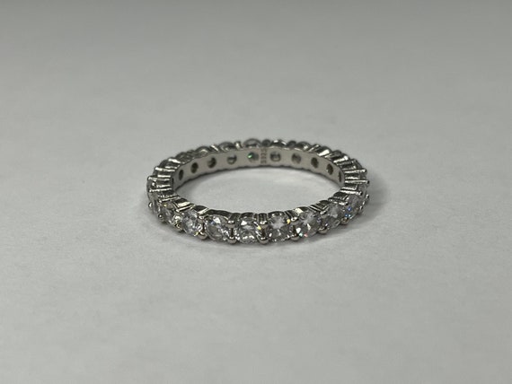 Sterling Silver Round Cut Cubic Zirconia Band - image 6