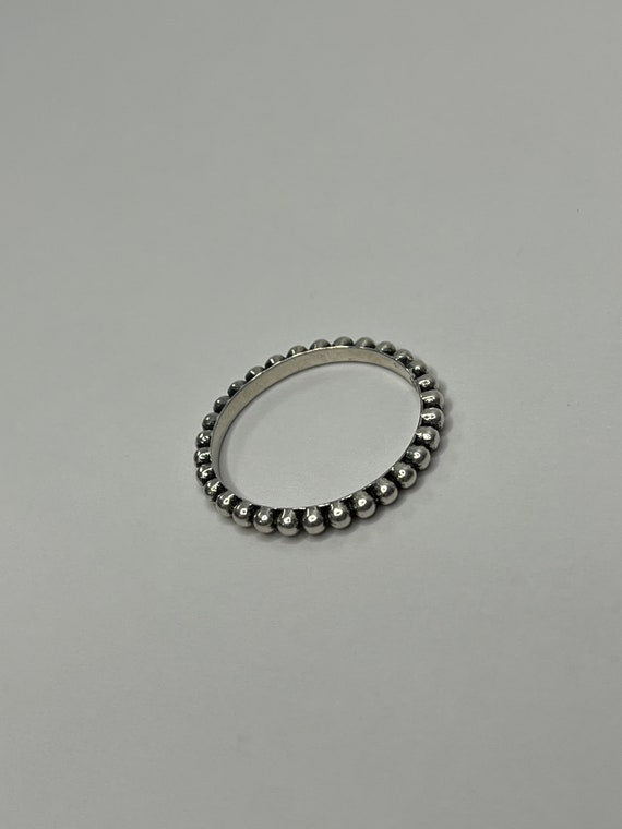 Vintage Sterling Silver Stackable Beaded Band Hal… - image 5
