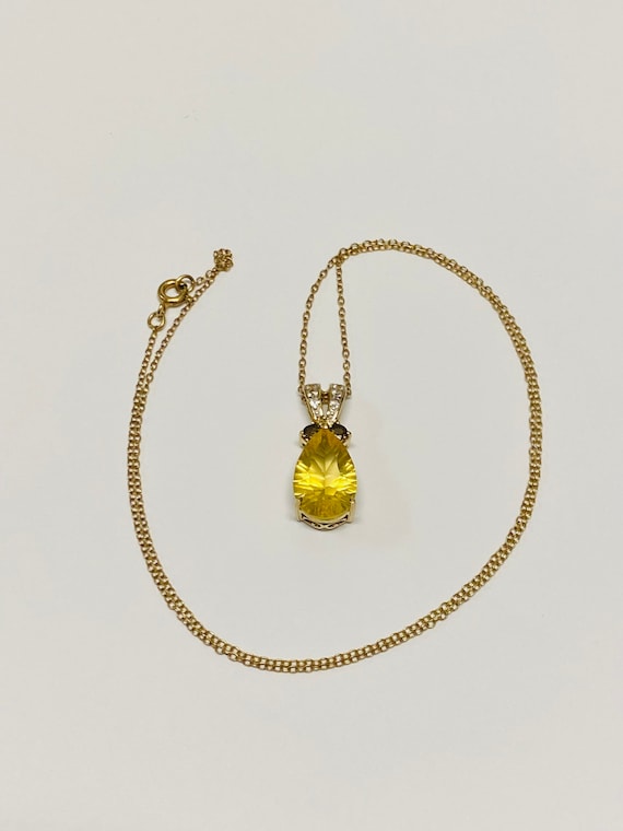 Sterling Silver And 14K Yellow Gold Smoky Quartz Pear And Citrine Necklace Sterling Silver And 14K Yellow Gold Smoky Quartz Pear And Citrine Necklace