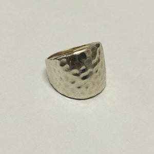 Vintage Sterling Silver Wide Hammered Dome Ring Hallmarked