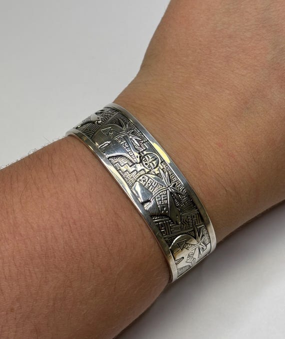 Vintage Roderick Tenorio Carolyn Pollack Sterling Silver Bear Theme Cuff Bracelet View 5
