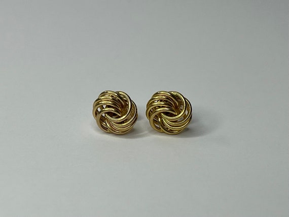 Vintage 14K Yellow Gold Love Knot Stud Earrings - image 1