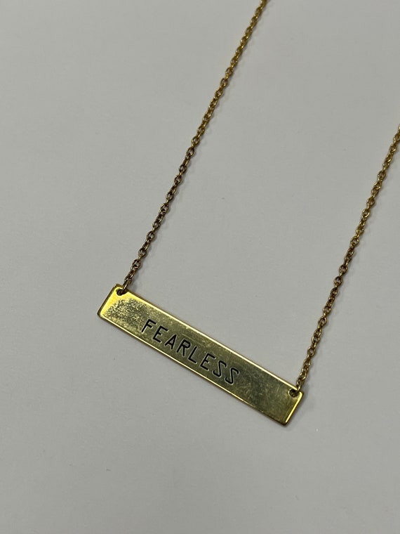Sterling Silver Gold Tone Fearless Bar Necklace